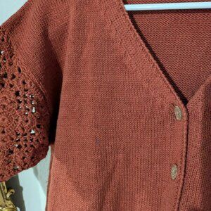 vintage knit short sleeve cardigan